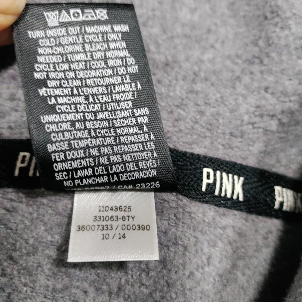 Vintage Victoria's Secret PINK Women's Small Logo Streetwear Zip-Up Hoodie Gray - Picture 5 of 12